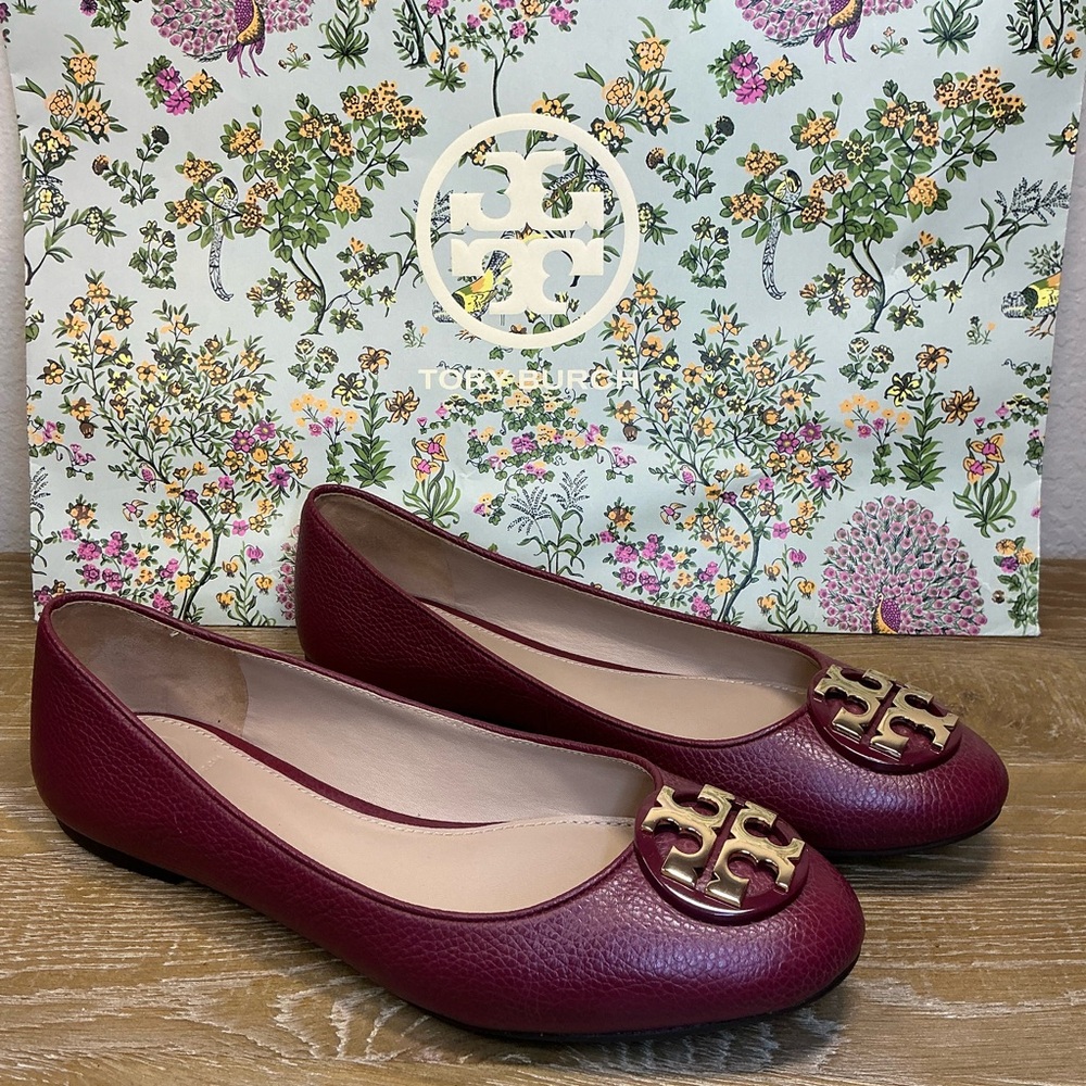 Tory Burch Claire Ballet Flat in Red Agate Size 8